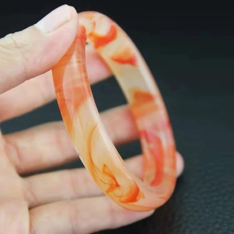 gelang batu giok china batu giok wanita orange kombinasi TERBARU