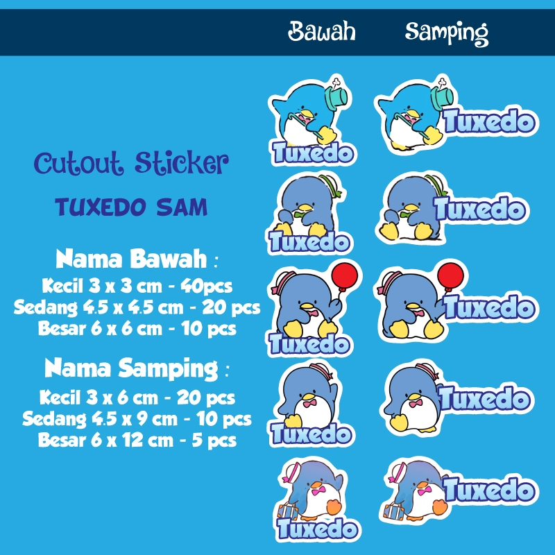 

Sticker label nama cutout waterproof tuxedo sam