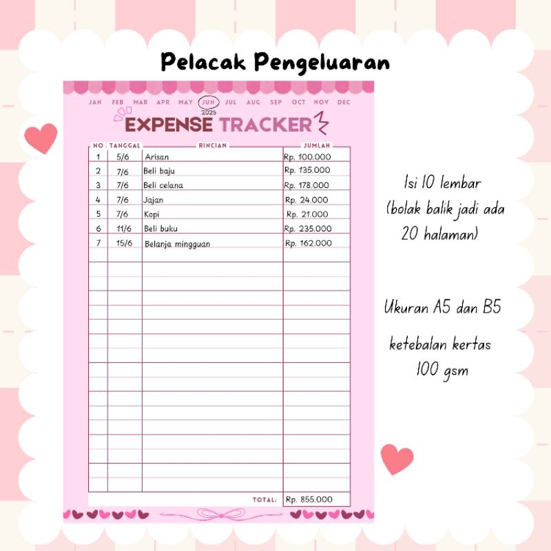 

[loose leaf/isi binder] Expense tracker/pelacak pengeluaran COD
