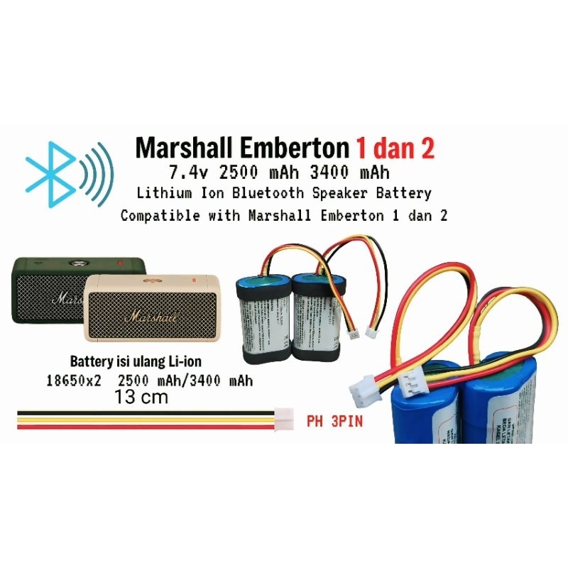 Manequin_Stored Battery Marshall Emberton 2500 Mah/3400 Mah 7.4V 8.4V 22.20Wh