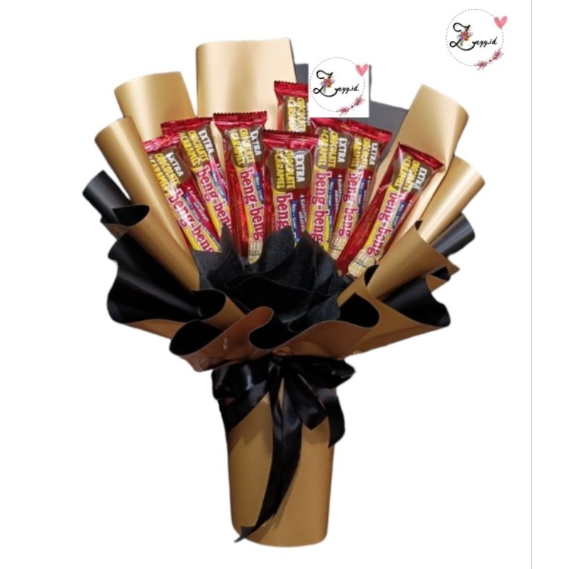

Buket Snack Beng-Beng Hitam Coklat Elegan untuk Wisuda Ulang Tahun Graduation Murah