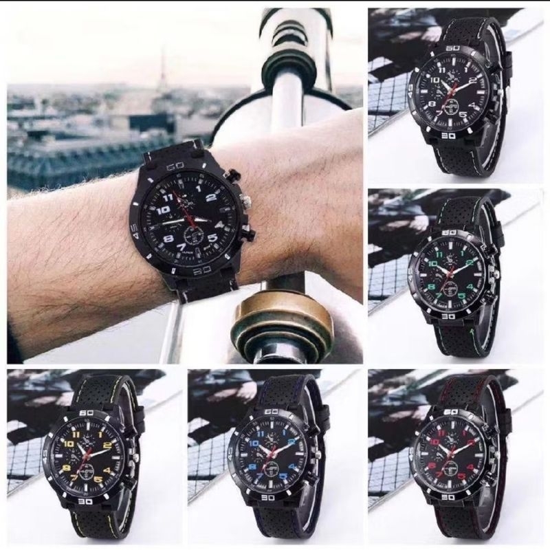 Jam Tangan Pria GT Sport Chrono Grand Touring Korea Fashion Quartz Silikon Rubber Analog