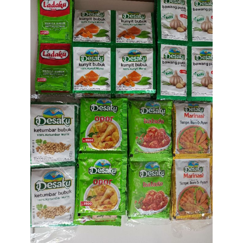 

1 RENCENG - LADAKU / DESAKU MARINASI / KETUMBAR / KUNYIT / BAWANG PUTIH / BALADO / OPOR / KARI / SAMBAL GORENG