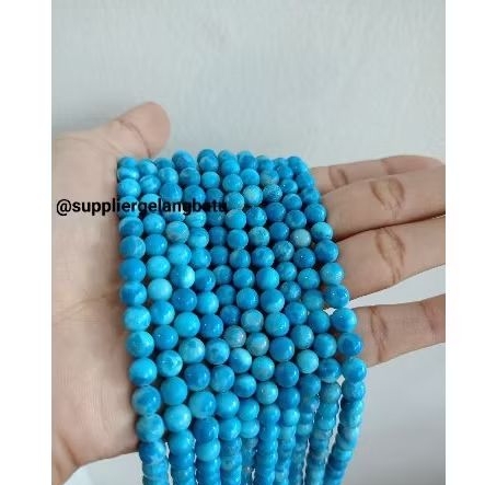 Bahan Batu 6mm soft & dark blue howlite natural  biru