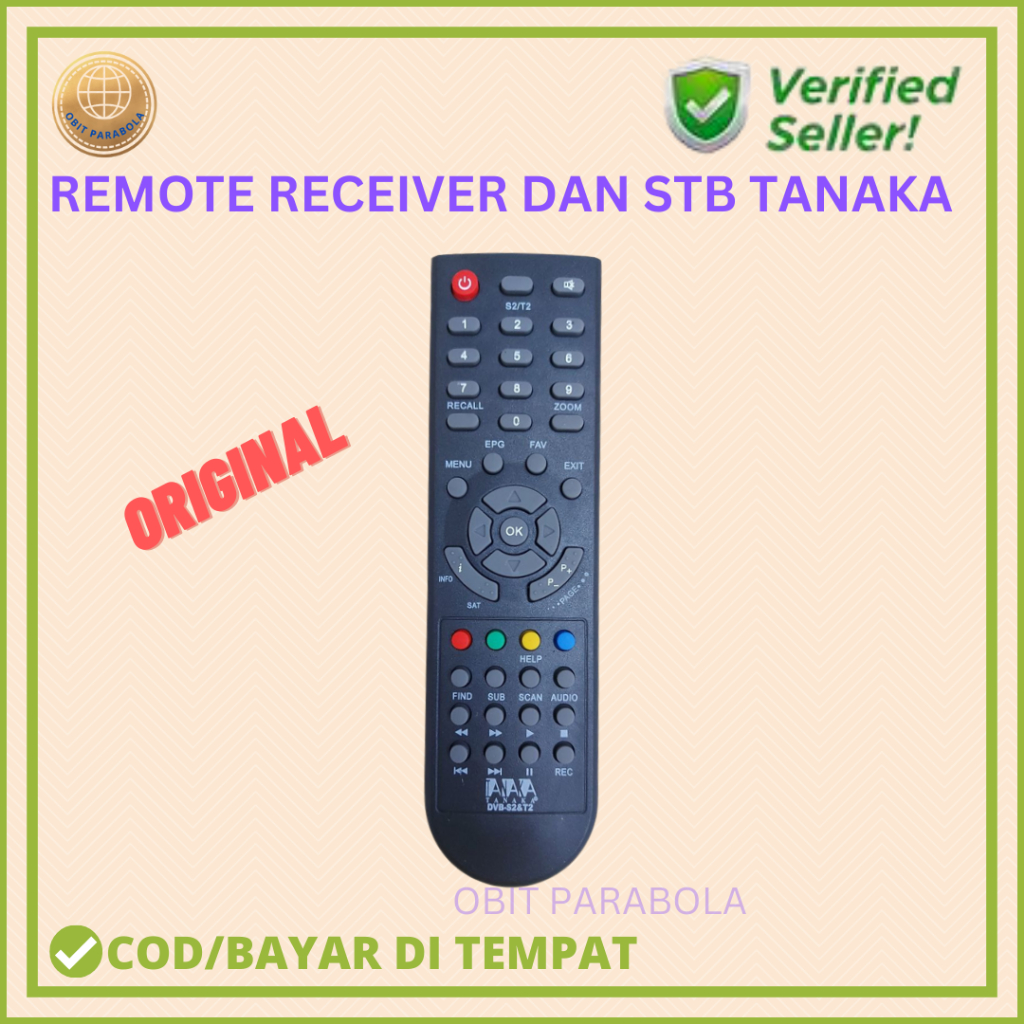 REMOTE TANAKA STB TV DIGITAL DVBT2 dan RECEIVER TRANSVISION NUSANTARA TERLARIS