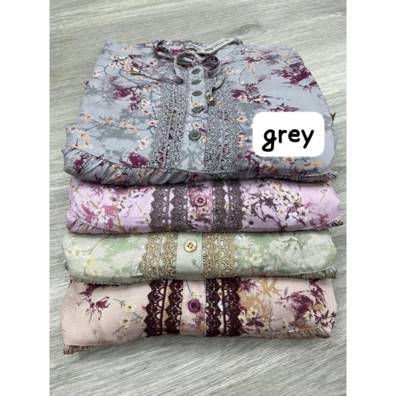 Midi dress slavina.ys ori motif daun