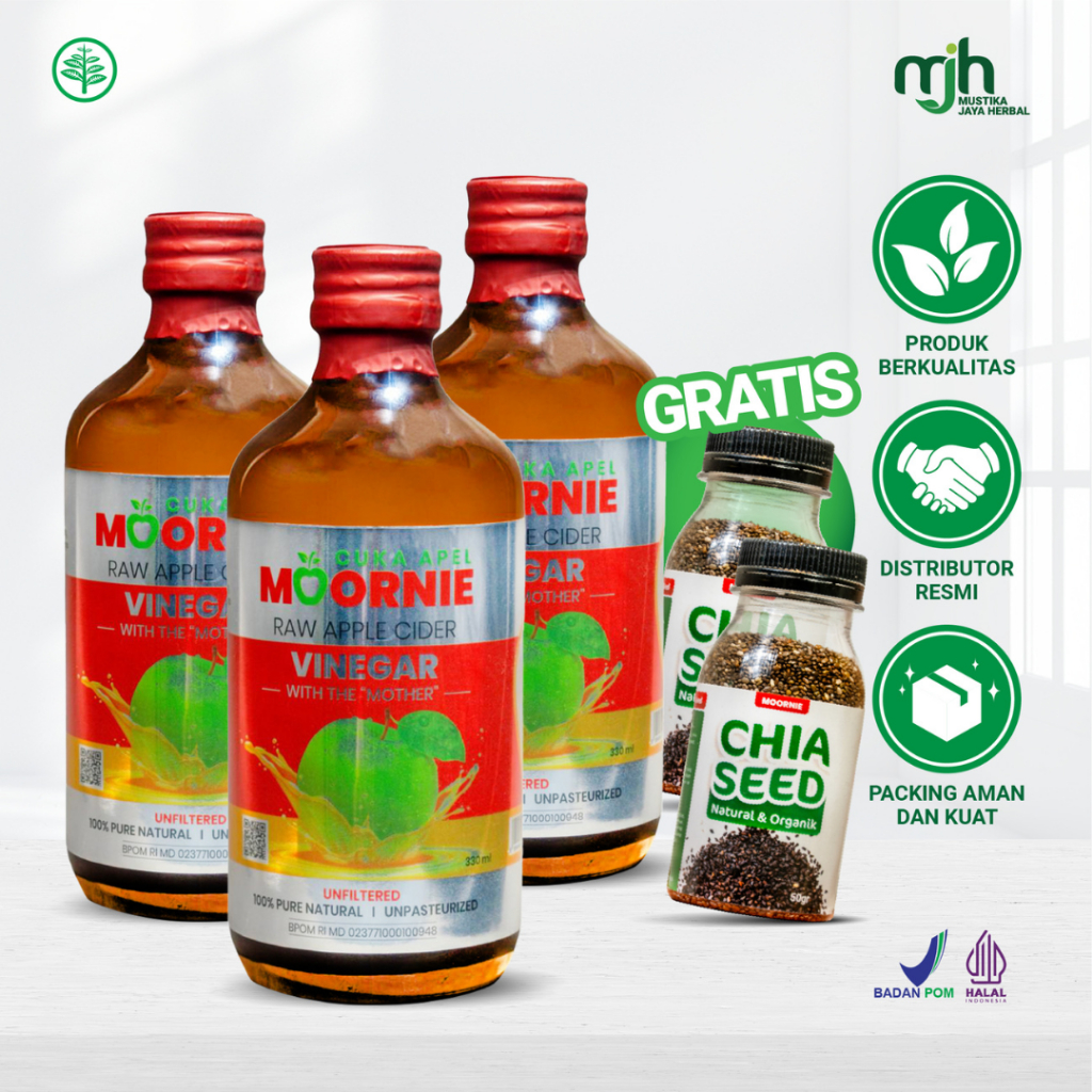 

Moornie cuka apel original untuk kesehatan | cuka apel untuk diet - 3 Botol