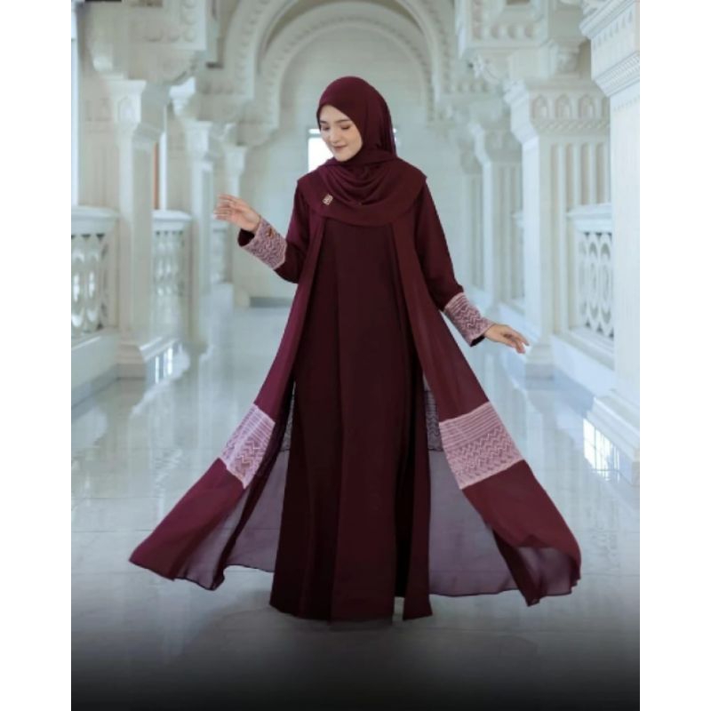 Mahira Abaya Gamis Wanita Dewasa Terbaru 2025 Dress Muslimah Kekinian Bahan Ceruty Babydoll Full Fur