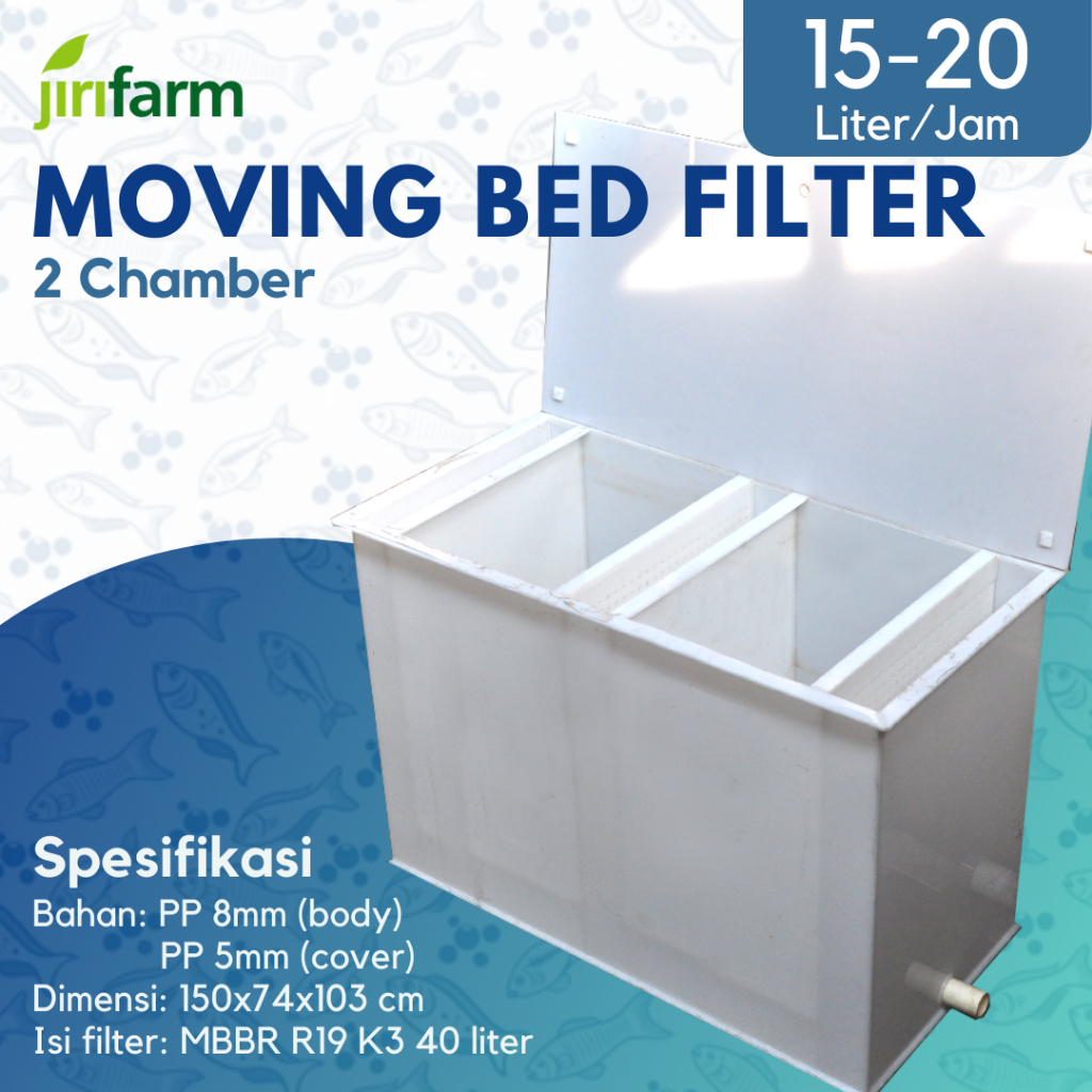 JIRIFARM - Filter Kolam Ikan Koi Moving Bed Filter 2 Chambers Bahan PP Putih Tebal 8 mm