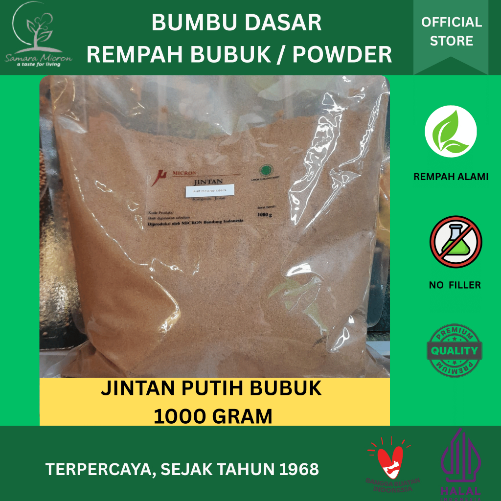 

Bumbu Dasar Samara Micron - Jintan Putih Bubuk- Cumin Powder 1000 Gram