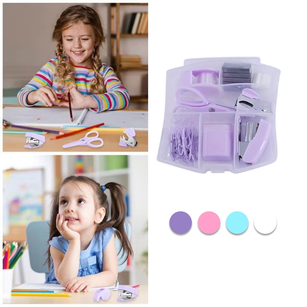 

Portabel staples set Stapler Ungu stapler mini aesthetic Stapler Ungu Macaron Color