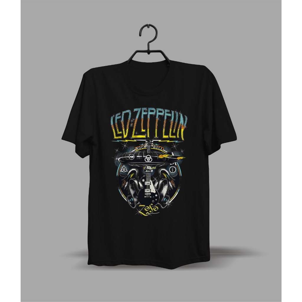 Kaos Led Zeppelin Rock Roll Sablon Dtg Katun Combed 24s