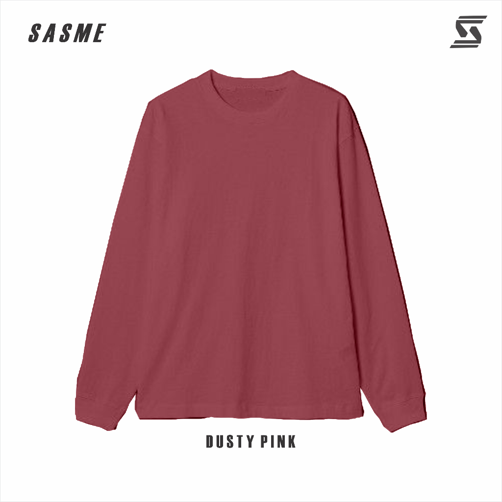 SASME Kaos Polos Dusty Pink | Kaos Polos Lengan Panjang Rib Cotton Combed 24s