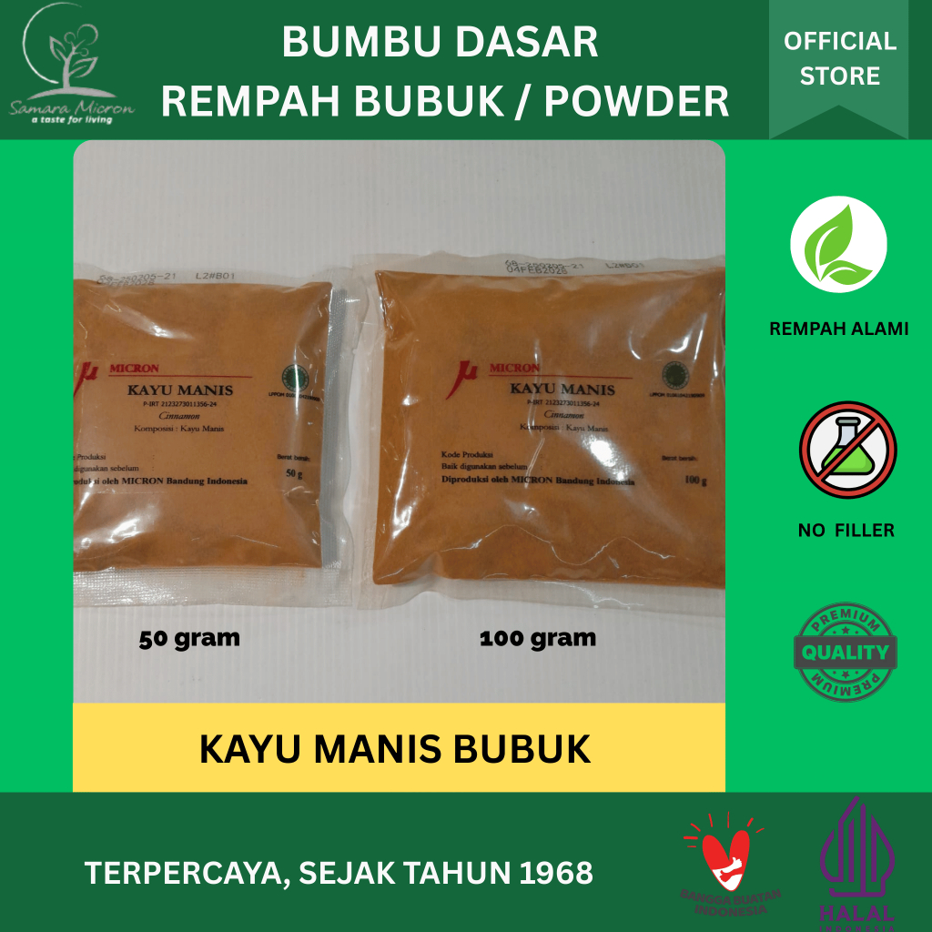 

Bumbu Dasar Samara Micron - Bumbu Kayu Manis Manis Bubuk - Rempah Kayu Manis Bubuk / Cinnamon Powder