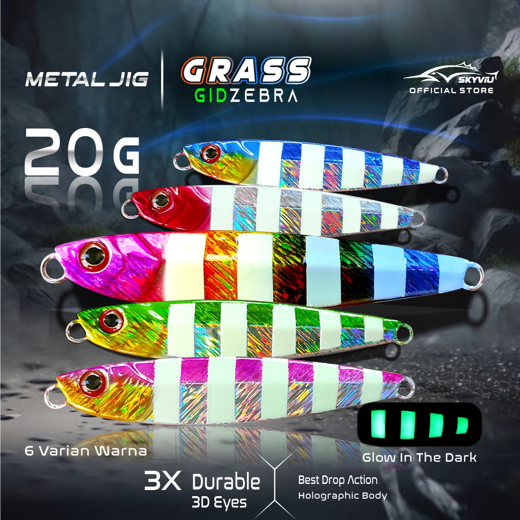 Umpan Metal Jig 20 Gram SKYVIU JPX Suket GID Zebra Umpan Pancing Laut 20g Menyala Malam Hari Killer 