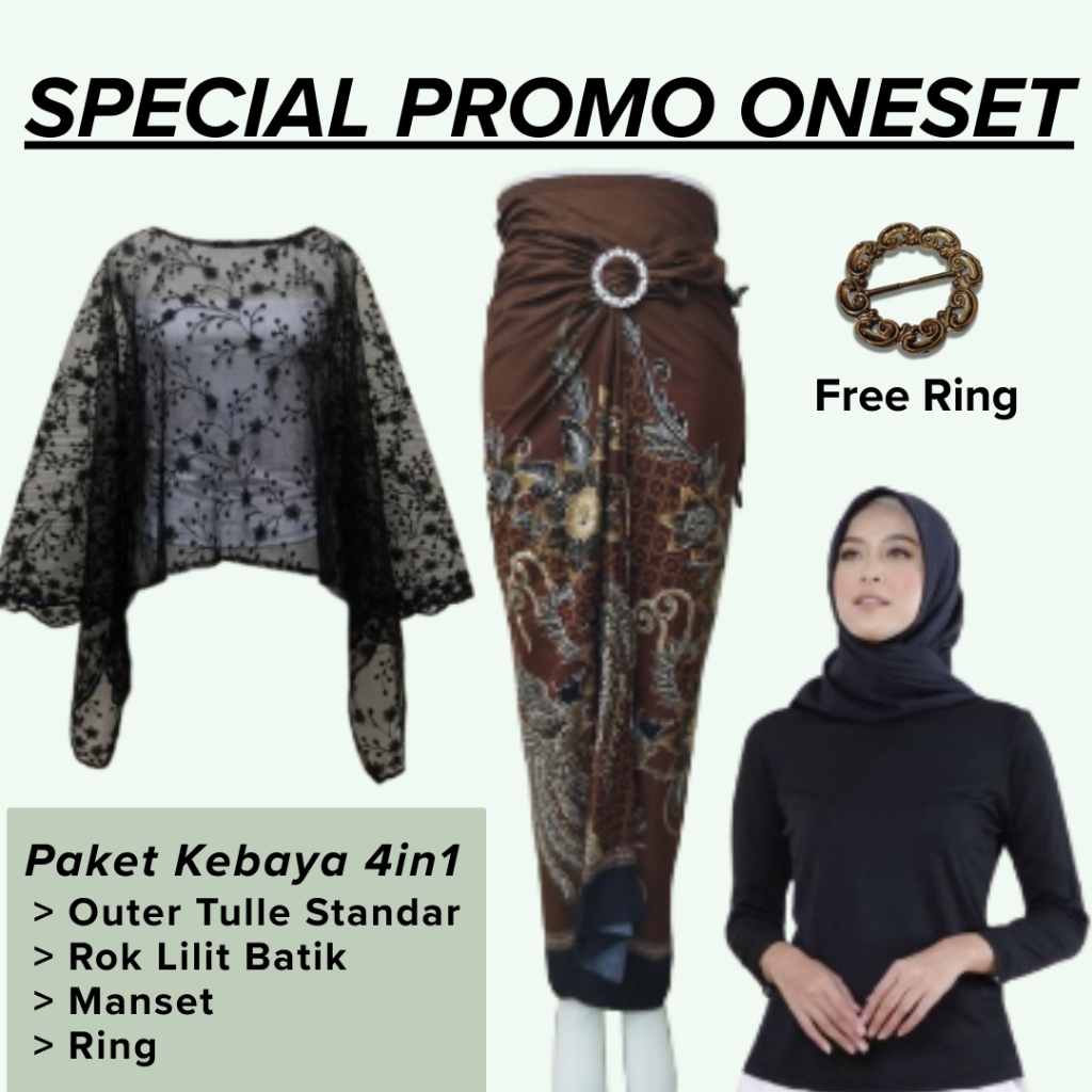 Special Promo One Set Setelan Kebaya Kekinian Outer Tulle Mutiara One Set Kebaya Outer Rok Lilit Bat