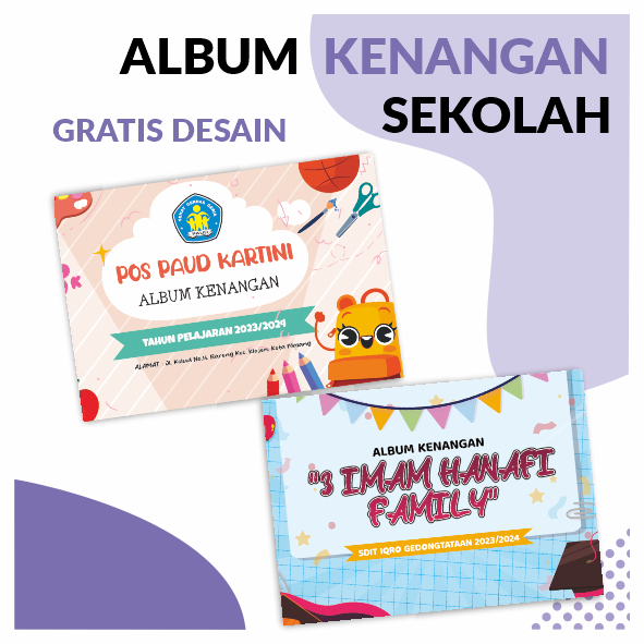 CETAK BUKU ALBUM KENANGAN SEKOLAH / BUKU TAHUNAN YEARBOOK 2025 TK/SD/SMP GRATIS DESAIN