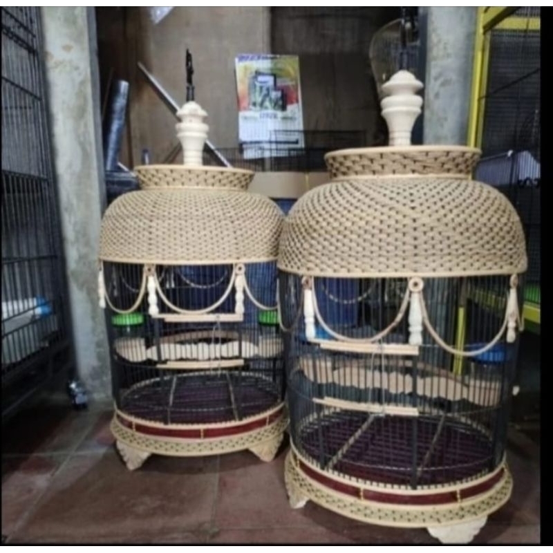 Kandangburung perkutut rotan anyaman tali rajut