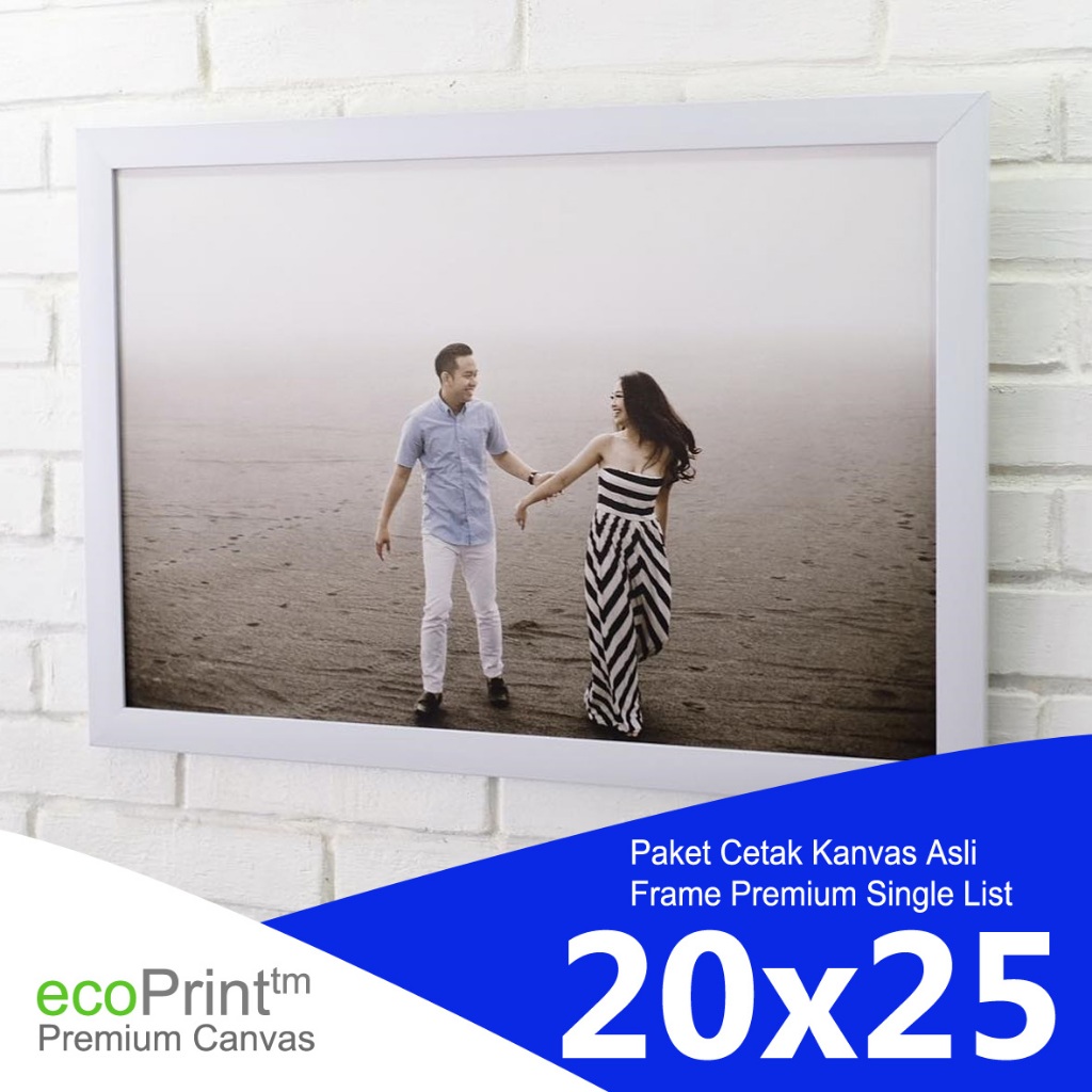 Paket Cetak Foto Kanvas dan Bingkai Frame Ukuran 20x25 10R A4 Minimalis Ukir Unik