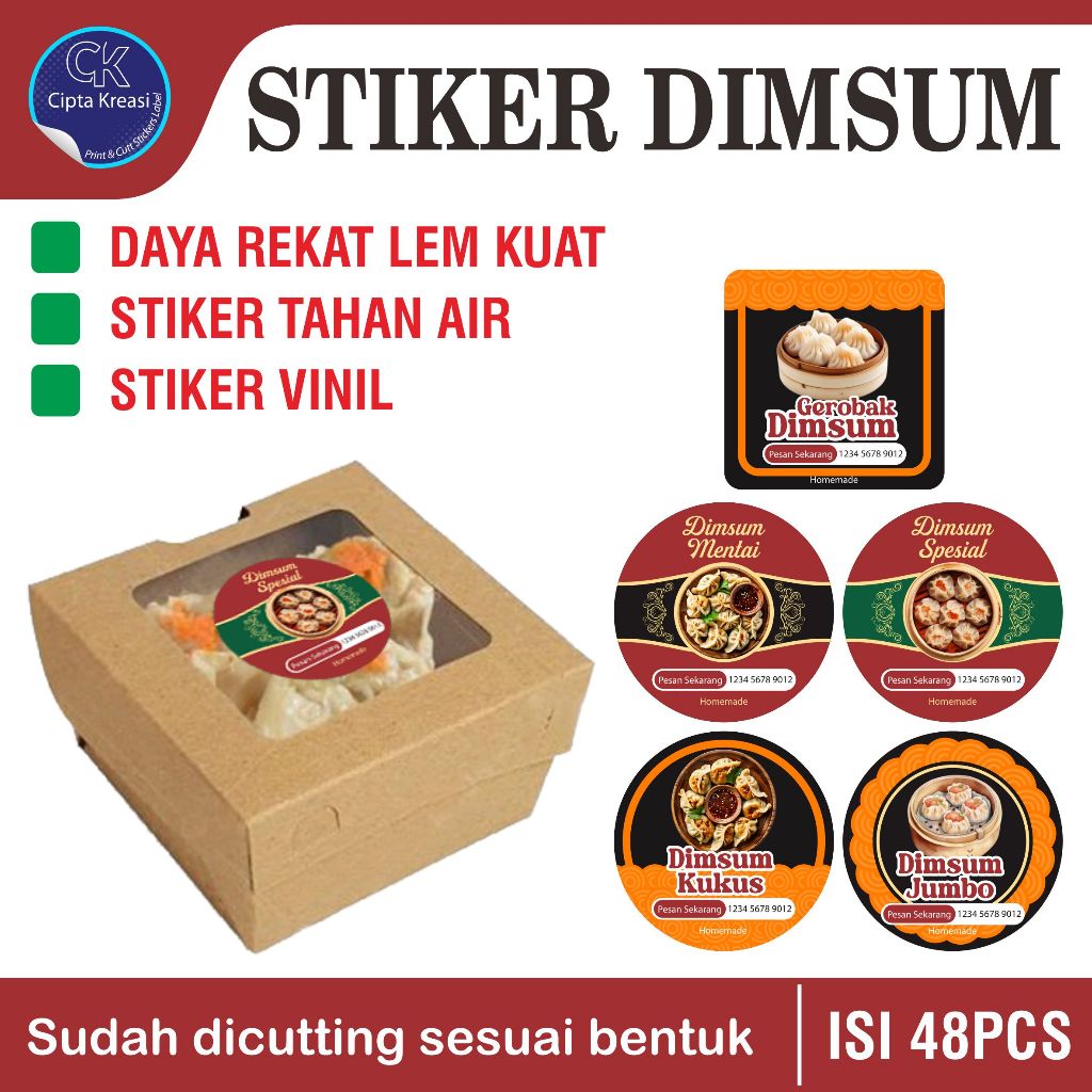 STIKER DIMSUM / STIKER MAKANAN / STIKER KEMASAN PRODUK