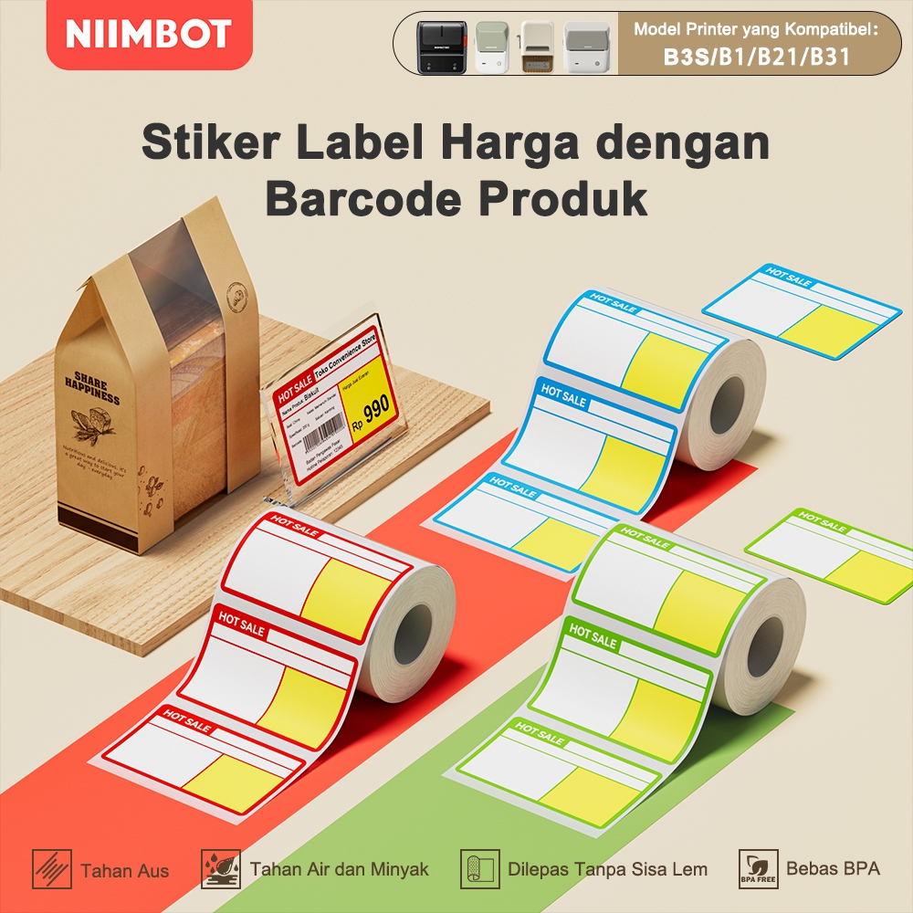 NIIMBOT B21/B1/B3S Label Harga Produk, Label Harga Rak Produk di Supermarket dan Toko Serba Ada