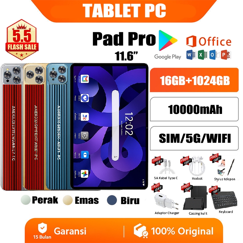 【Beli 1 Gratis 7】Tablet PC Baru Tablet Murah RAM 16GB + 1024GB 5G Wifi Cuci Gudang Tablet Android Ha