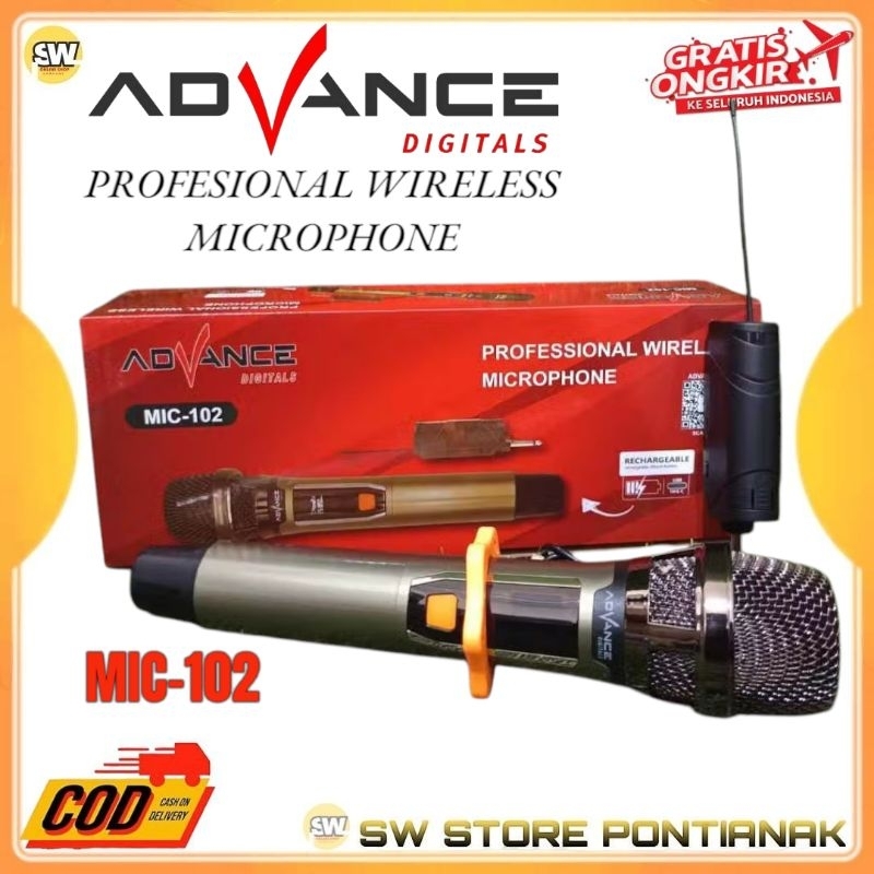 MIC WIRELESS ADVANCE MIC 102 / ADVANCE PROFESIONAL WIRELESS MICROPHONE MIC 102