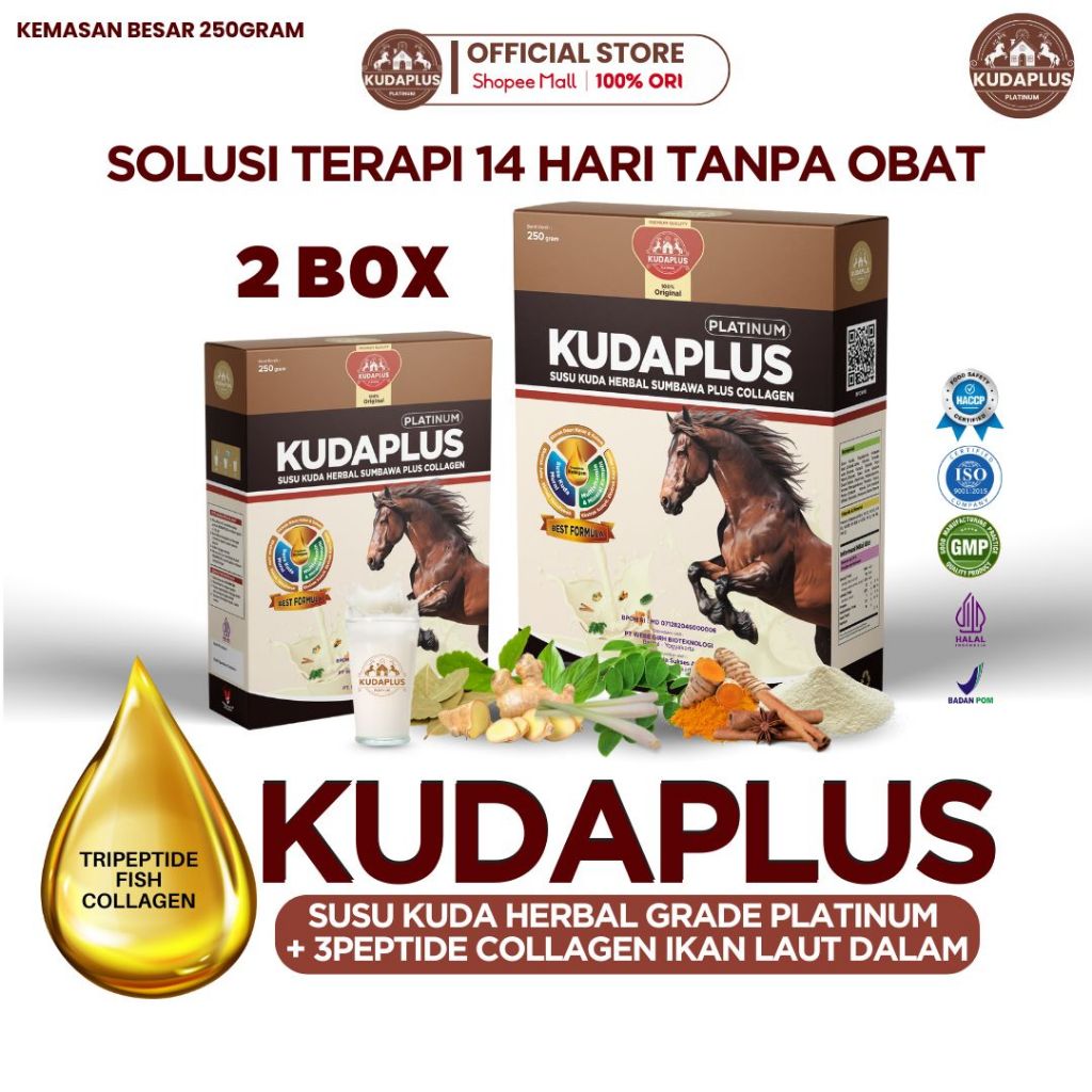 

Susu Kuda Lombok Kudaplus Tripeptida Collagen Ikan Original dari Sumbawa Untuk Keluhan Sesak Nafas Akut dan Nyeri Sendi Berat Paket 2 Box