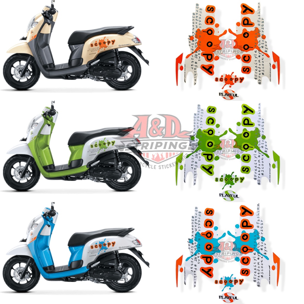 Stiker Striping Standar Set Motor Honda Scoopy eSP K93 Playful 2017