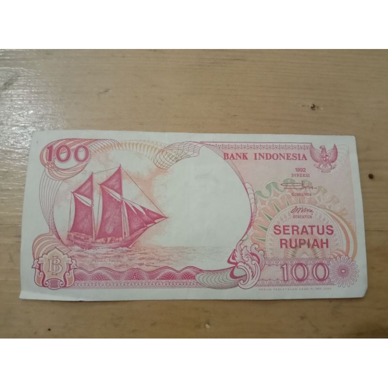 uang kertas 100 rupiah tahun 1992