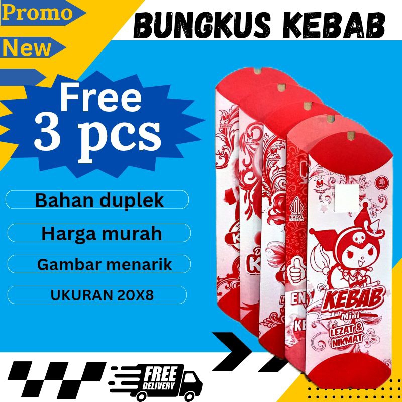 bungkus kebab duplek mini ukuran 20x8cm,kemasan kebab mini,bungkus kebab 100 pcs,bungkus kebab murah