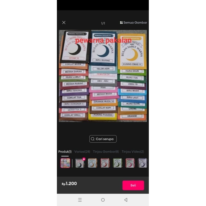 pewarna pakaian pewarna texstil / wantex(BIRU DONGKER 5)