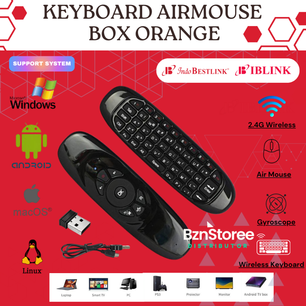 Mini Keyboard wireless 2.4G Air mouse Wireless BOX ORANGE  /Air Keyboard Mouse Voice Wireless Mini K