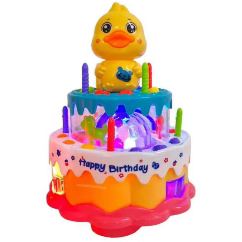 Terlaris Mainan Anak Kue Ulang Tahun / Hadiah Cake Birthday Duck / Kue bebek LED / Kue Ultah lampu