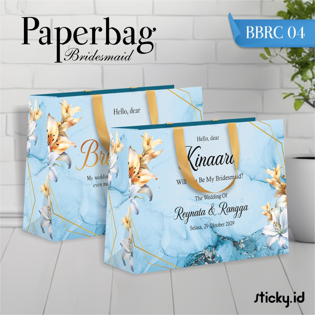 

TAS PAPER BAG BRIDESMAID CUSTOM FULL COLOUR - PAPERBAG BRIDESMAID BAHAN BRIEF CARD BBRC