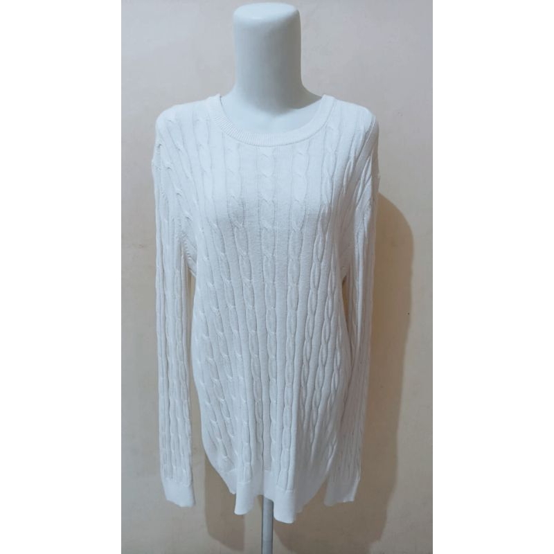 Sweater Jacket Outer Long Cardigan Tebal Premium Putih Broken White Uniqlo Size L