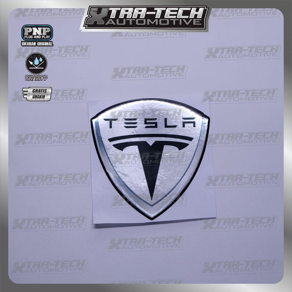 Emblem logo tesla / emblem timbul tesla / sticker tesla / stiker logo tesla / emblem 3d tesla / stik