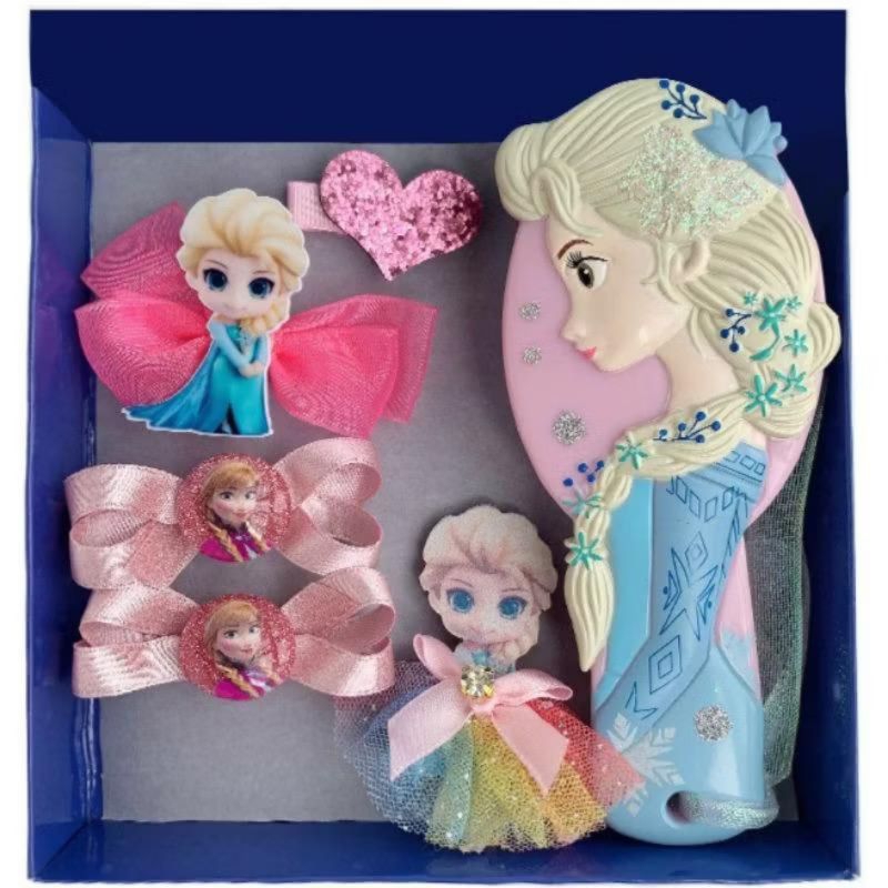 Set sisir anak karakter frozen 3D jepit box frozen paket aksesoris rambut frozen elsa hadiah ulang t