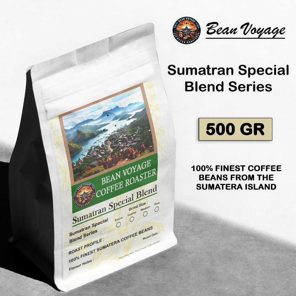 

Bean Voyage Kopi Arabika Robusta Sumatera Special Blend Series Bubuk Biji Roasted Coffee Ground 500g