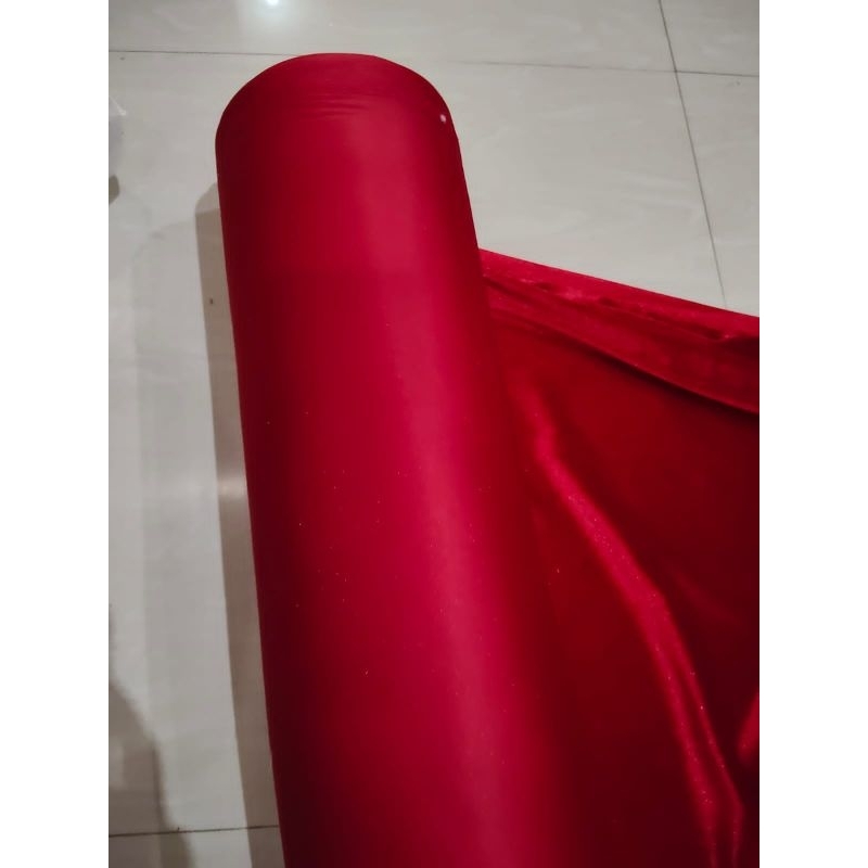 HALUS !! Kain bludru velpvet merah/kain kebaya