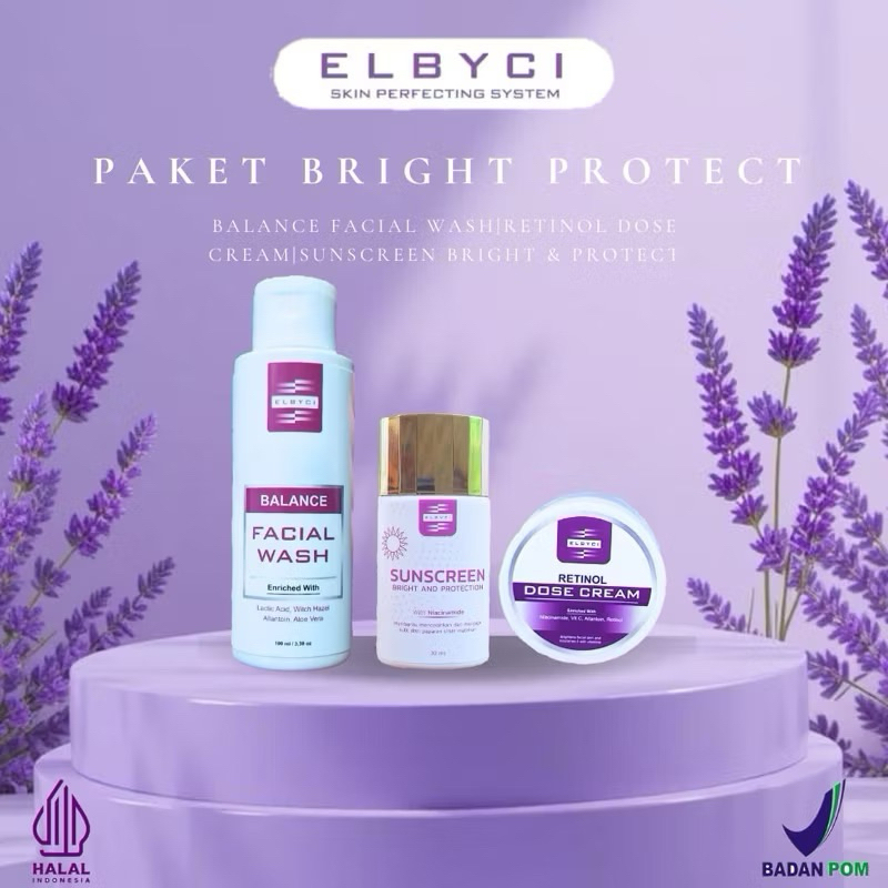 [original free gift] Paket Bright Protect ELBYCI SKINCARE Bpom Original Isi 3