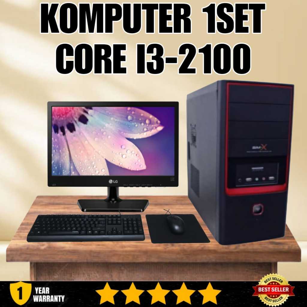 KOMPUTER OFFICE 1SET LENGKAP CORE I3 RAM 8GB SIAP PAKAI