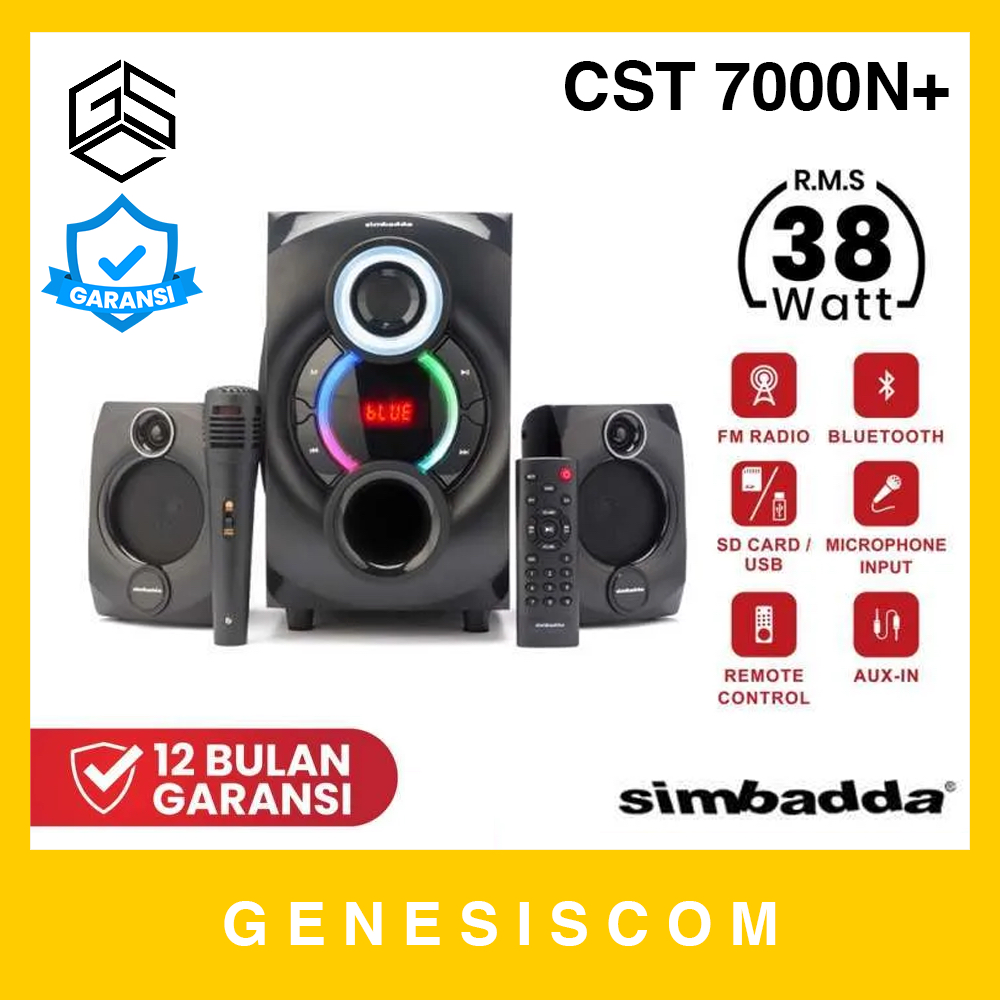 Speaker SIMBADDA CST 7000N+ Bluetooth 2.1 - FREE MIC - Multimedia Wireless RGB Desktop Subwoofer Mic