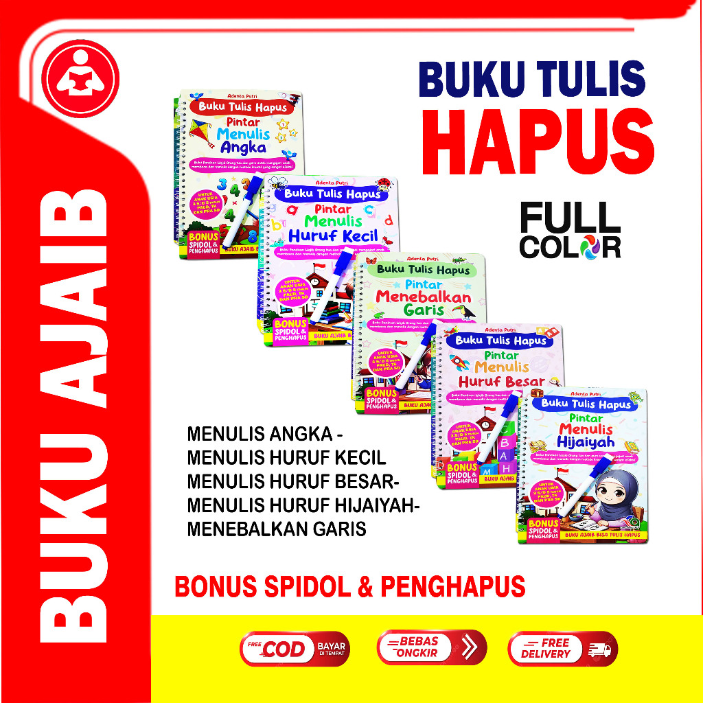 

Buku Tulis Hapus/Buku ajaib/Bonus Spdol+penghapus/PAUD/TK