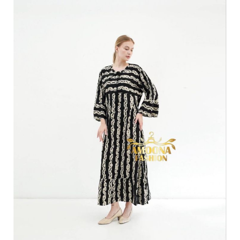AMOONA-Dress Tsamira Bahan rayon premium/Gamis kekinian/Dress jumbo oversize Midi