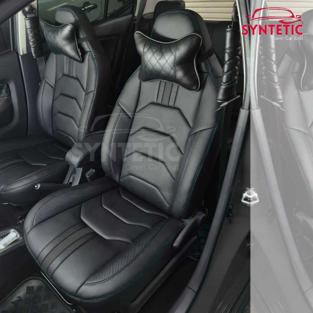 Sarung Jok Mobil Calya Sigra Full Set 3 Baris Berkualitas Bonus Bantal Leher Premium + Cover Stir Ba