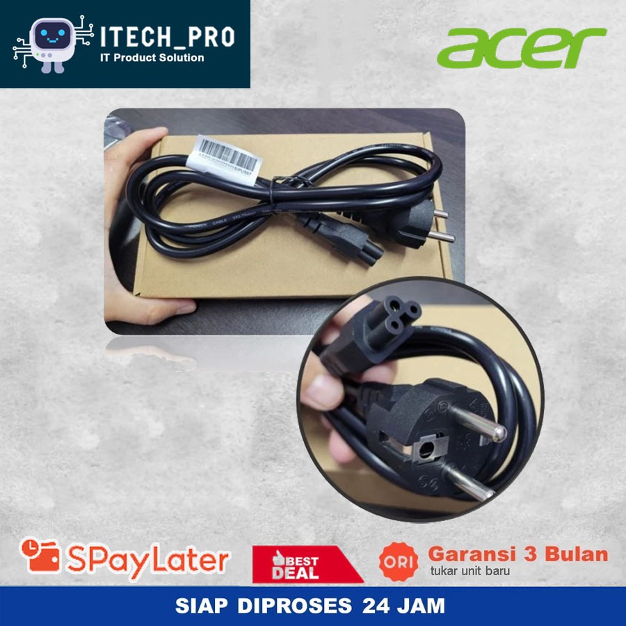 Kabel power adaptor 3 lubang laptop Acer aspire 3 aspire 5 Original