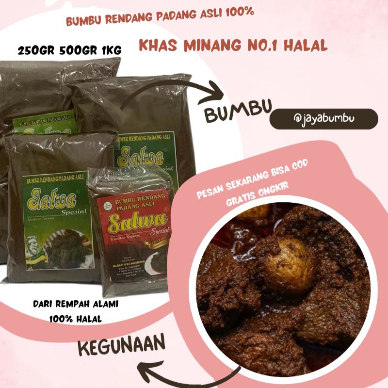 

JAYABUMBU - Bumbu Rendang Padang Rempah Asli Minang No.1 Terbaik Kemasan 250gr 500gr 1kg