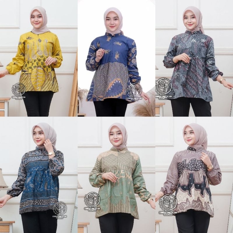 ATASAN BLOUSE BATIK LENGAN BALON UKURAN (M L XL XXL) - ATASAN WANITA