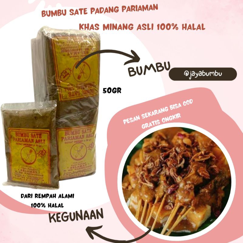 

KAYABUMBU - Bumbu Pemasak Sate No.1 Khas Padang Pariaman Rempah Pilihan Terbaik 50gr